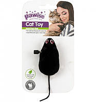 Черная откидная игровая Мышка для кошек Cat Running mouse Pawise, 7см
