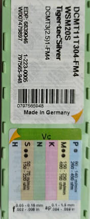 DCMT11T304 (P,M,S) Твердосплавна пластина для токарного різця Walter, фото 1