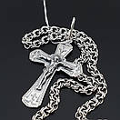 Комплект! Срібний ланцюжок із хрестиком. Чоловічий кулон і цепочка зі срібла 925 50 см, фото 6