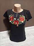 Жіноча чорна блузка з вишивкою Україна УкраїнаТД 40-46 розміри, фото 2