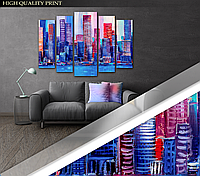 Модульная картина в гостиную / спальню Рисованный город Art-436_5 ( 80х118см ) Poster-land
