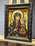 Ікона з бурштина Ченстоховська ікона Божої Матері(Белзька ) 15*20 см, фото 3