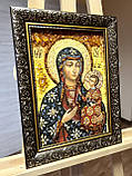 Ікона з бурштина Ченстоховська ікона Божої Матері(Белзька ) 15*20 см, фото 2
