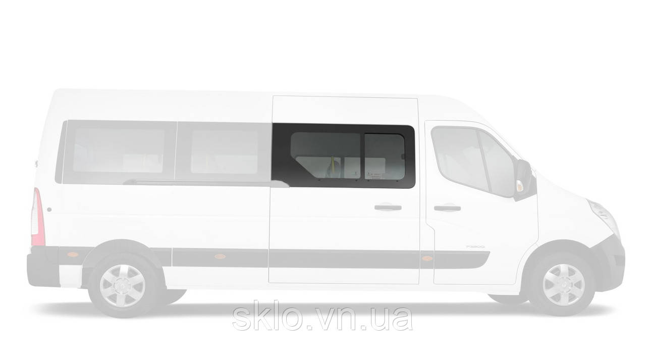 Бічне скло Nissan NV400 (10-) Переднє Праве Роздвижной блок на Середню і Довгу
