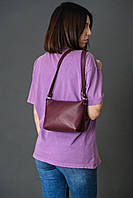 Женская кожаная сумка Лето, натуральная кожа итальянский Краст, цвет Бордо