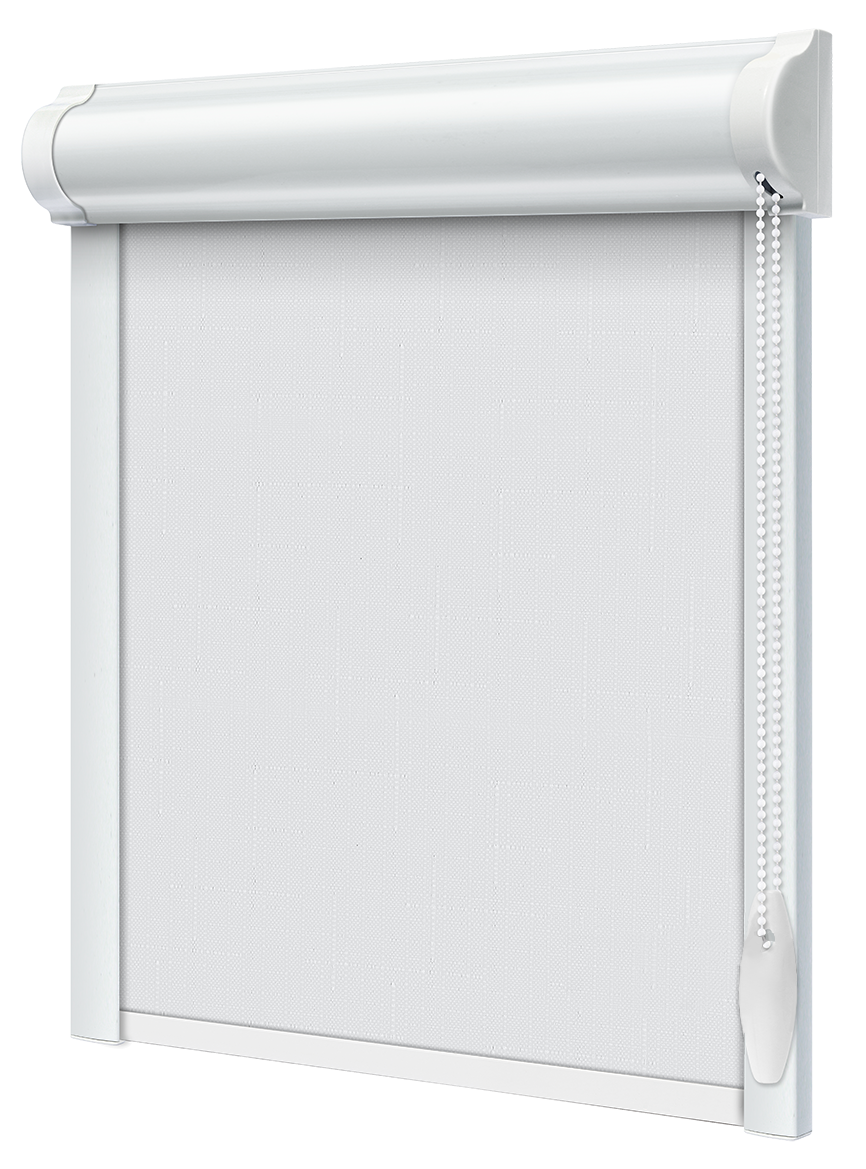 Тканинний ролет закрита система з боковими планками Льон Білий, фото 1