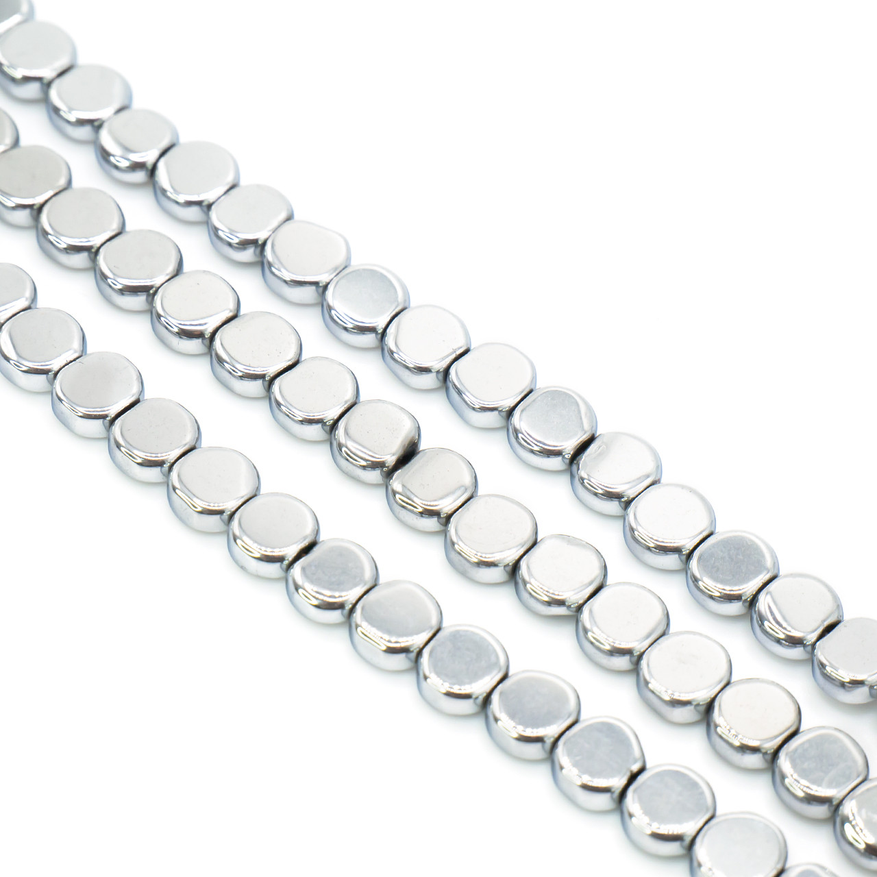 Намистини Таблетка Гематит 6х2 мм Сріблястий 40 см +-65 шт., фото 1