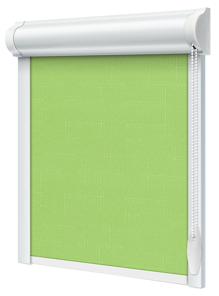 Тканинний ролет закрита система з боковими планками Льон Зелений