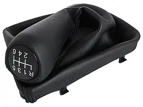 BMW 3 E46 (98-05) ручка КПП перемикання передач  6 ступка чорна штучна шкіра + чохол з рамкою, БМВ 3 е46