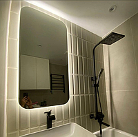 Прямоугольное зеркало с «фоновой» LED подсветкой 70*110 см в ванную комнату, спальню, гостиную
