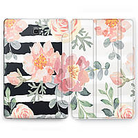 Чехол книжка, обложка для Samsung Galaxy Tab S (Нежные цветы, акварель) S2/S3/S4/S5e/6S/S6Lite