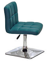 Стілець Arno 4-CH-Base шкірозамінник зелений 1002 на хромованій квадратній основі з регулюванням висоти, фото 4