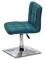 Стілець Arno 4-CH-Base шкірозамінник зелений 1002 на хромованій квадратній основі з регулюванням висоти, фото 3