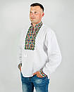 Чоловіча вишиванка з кольоровою вишивкою  домоткане полотно, фото 4