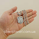 Срібний ланцюжок чоловічий із кулоном герб, товстий ланцюг на шию чоловіча, підвіс щит і меч 60 см, фото 3