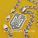 Срібний ланцюжок чоловічий із кулоном герб, товстий ланцюг на шию чоловіча, підвіс щит і меч 60 см, фото 9