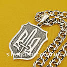 Срібний ланцюжок чоловічий із кулоном герб, товстий ланцюг на шию чоловіча, підвіс щит і меч 60 см, фото 7