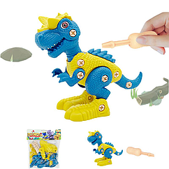 Дитяча динозавр-конструктор 138-4на шурупах з викруткою Блакитно-жовтий