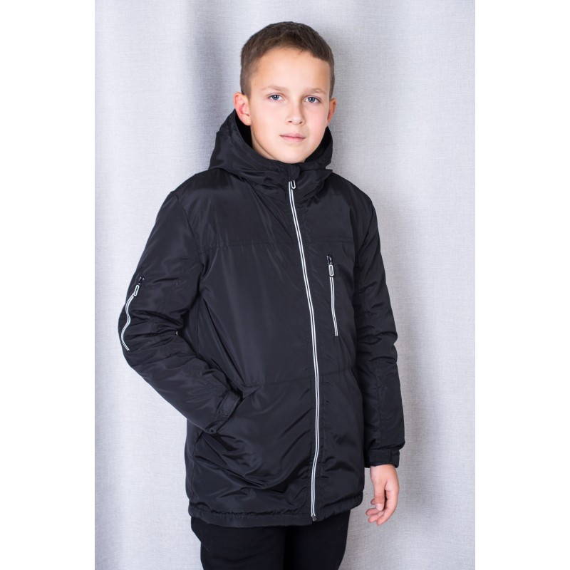 Демісезонна  куртка на флісі «Willam» для хлопців підлітків.Колір чорний,Подовжена мембранна парка
