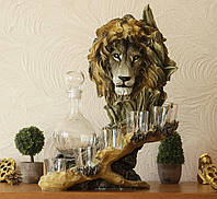 Штоф Голова льва подарочный набор для алкоголя мини бар 42 см