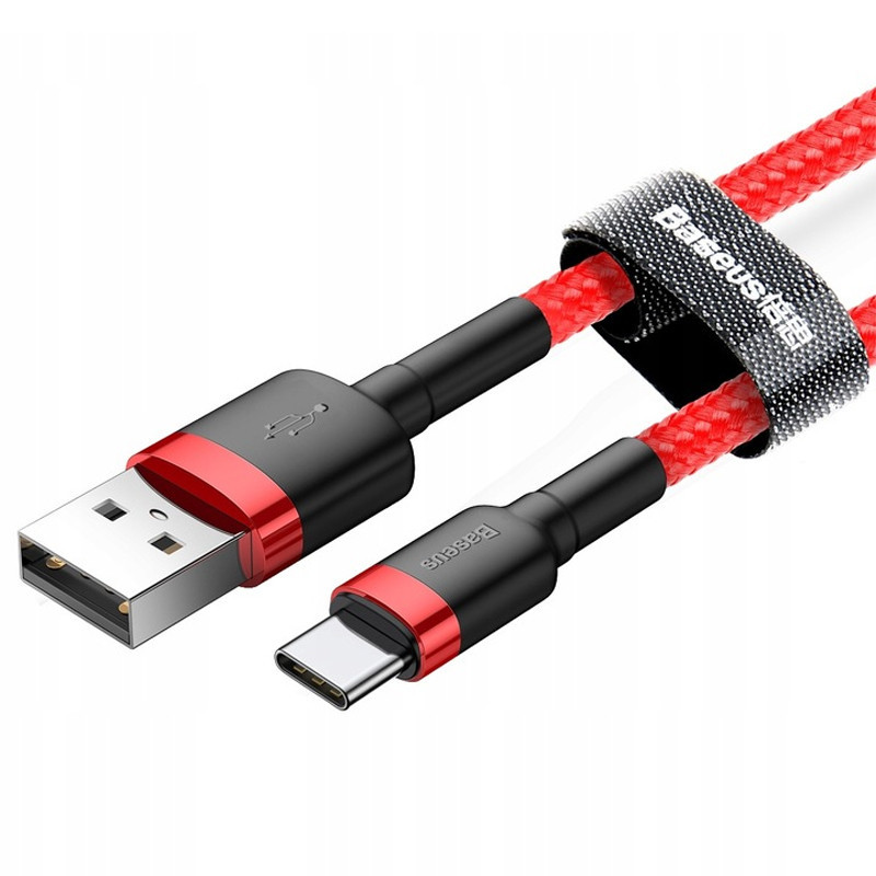 Кабель для зарядки и передачи данных Baseus USB to Type-C CATKLF-B 3A, 1 метр красный с черным - фото 2 - id-p1744186991