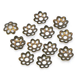 Обіймач для намистин квітка 6 мм Бронзовий +-300 шт.
