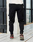Чоловічі спортивні штани Карго чорні з кишенями з боку  ⁇  Тактичні штани весняні осінні літні, фото 2