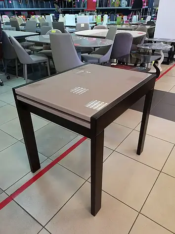 Скляний стіл на кухню Слайдер + скло Fusion Furniture, колір венге, колір скла латте, фото 1