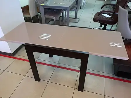 Скляний стіл на кухню Слайдер + скло Fusion Furniture, колір венге, колір скла латте, фото 2