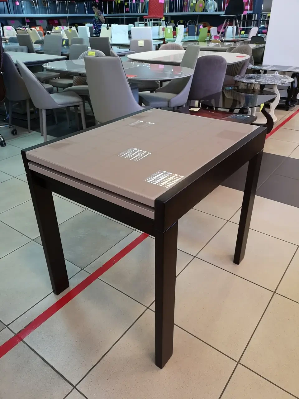 Скляний стіл на кухню Слайдер + скло Fusion Furniture, колір венге, колір скла латте