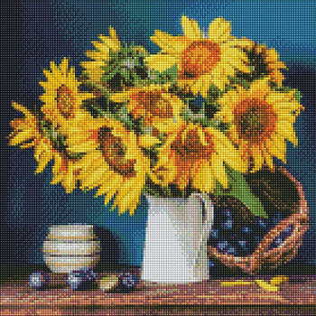 Алмазна мозаїка "Яскраві соняшники" Ідейка AMO7417 40х40 см