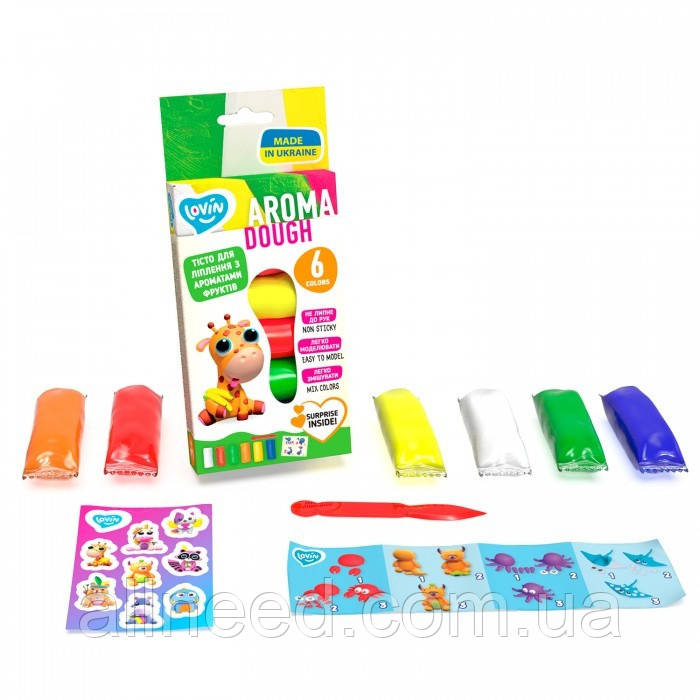 Набір тіста для ліплення "Aroma Assorted" ТМ Lovin 41178, 6 кольорів по 35 г, фото 1