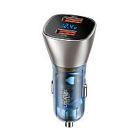 Адаптер автомобільний USAMS Dual Ports Digital Display Fast Car Charger US-CC154 C29 |2USB, 45W, QC|