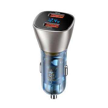 Адаптер автомобільний USAMS Dual Ports Digital Display Fast Car Charger US-CC154 C29 |2USB 45W QC|