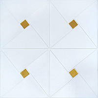 Самоклеющаяся 3D панель золотые квадраты 700x700x6,5мм (373).