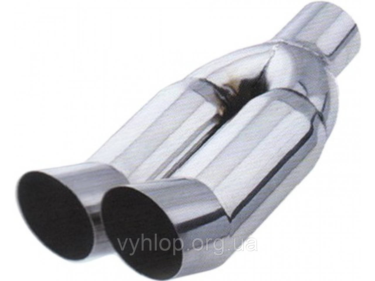 Насадка на глушитель двойная круглая, вход.d 64мм/дл. 305мм/2*выходн ...