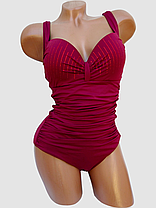 ОПТ Суцільний купальник для пляжу та басейну 7745 бордовий на 50 52 54 56 58 розмір, фото 5