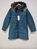 Куртка жіноча зимова, пальто зимове, пуховик темно-синя, фото 7