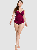 ОПТ Суцільний купальник для пляжу та басейну 7745 бордовий на 50 52 54 56 58 розмір, фото 3