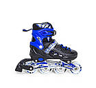 Ковзани ролики 2 в 1 дитячі з регульованим розміром Scale Sports Blue/Black, розмір 29-33 розсувні, фото 4