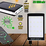 Power Bank повербанк на сонячній батареї Solar Power-20000mAh, лампа 20 LED, ліхтарик, УМБ на 2хUSB, фото 2