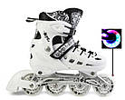 Розсувні дитячі роликові ковзани, що світяться, білі Scale Sports White LF 905, розмір 29-33, фото 2
