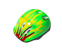 Детский защитный шлем для катания на роликах, скейтах, велобегах Огонь зеленый Green
