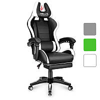 Кресло компьютерное геймерское Hell's HC-1039 с подставкой для ног игровое для геймеров Зеленый R_1430 Белый