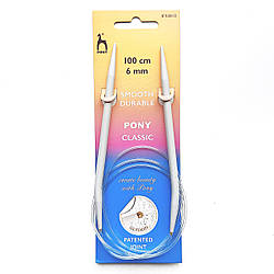 Спиці Pony кругові 6 мм 100 см з алюмінію з тефлоновим покриттям 52613