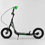 Двоколісний самокат Corso JT 01019 з великими надувними колесами 12 дюймів, від 3 років, Чорно-зелений, фото 2