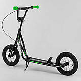Двоколісний самокат Corso JT 01019 з великими надувними колесами 12 дюймів, від 3 років, Чорно-зелений, фото 3