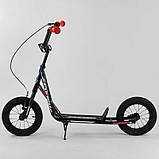 Двоколісний самокат дитячий Corso JT 32050 на великих надувних колесах 12", від 3 років, Чорно-червоний, фото 2