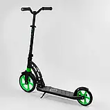 Самокат двоколісний Best Scooter 62798 Чорно-зелений, з колесами PU 230/180 мм, амортизація, кермо 360°, до 100, фото 3