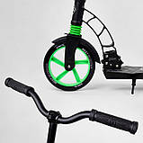 Самокат двоколісний Best Scooter 62798 Чорно-зелений, з колесами PU 230/180 мм, амортизація, кермо 360°, до 100, фото 4